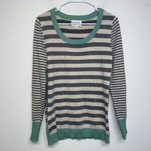Olive + Oak Womens Striped Pullover Crew Neck Sweater Long Sleeve Size M Multi